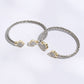 CZ Clover Edge with Braided Bangle Bracelet