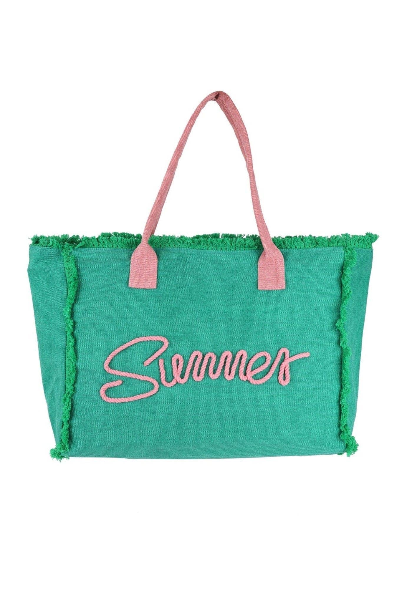 Sewn Rope Summer Letter Fringe Tote Bag
