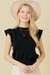 Pearl Accent Flutter Sleeve Sweater Top