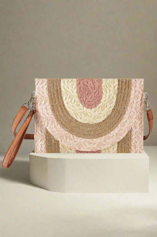 Metallic Lined Multi Color Straw Clutch/Crossbody Bag