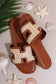 Raffia Detail Hollowed Open Toe Sandals