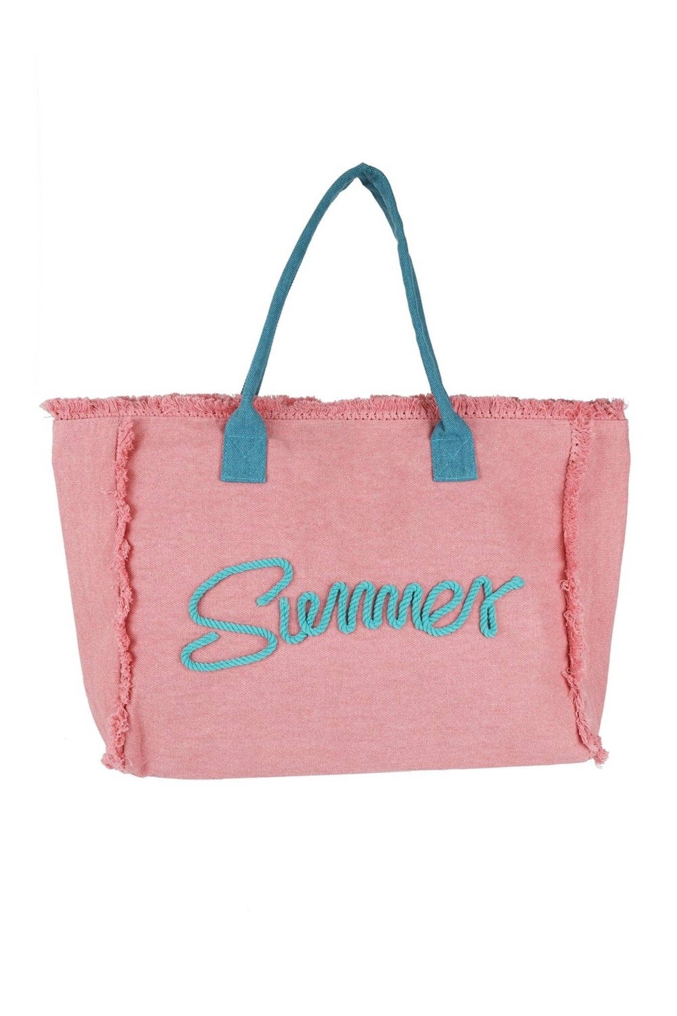 Sewn Rope Summer Letter Fringe Tote Bag