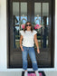 Pearl Accent Flutter Sleeve Sweater Top