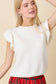 Pearl Accent Flutter Sleeve Sweater Top