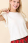 Pearl Accent Flutter Sleeve Sweater Top