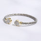 CZ Clover Edge with Braided Bangle Bracelet