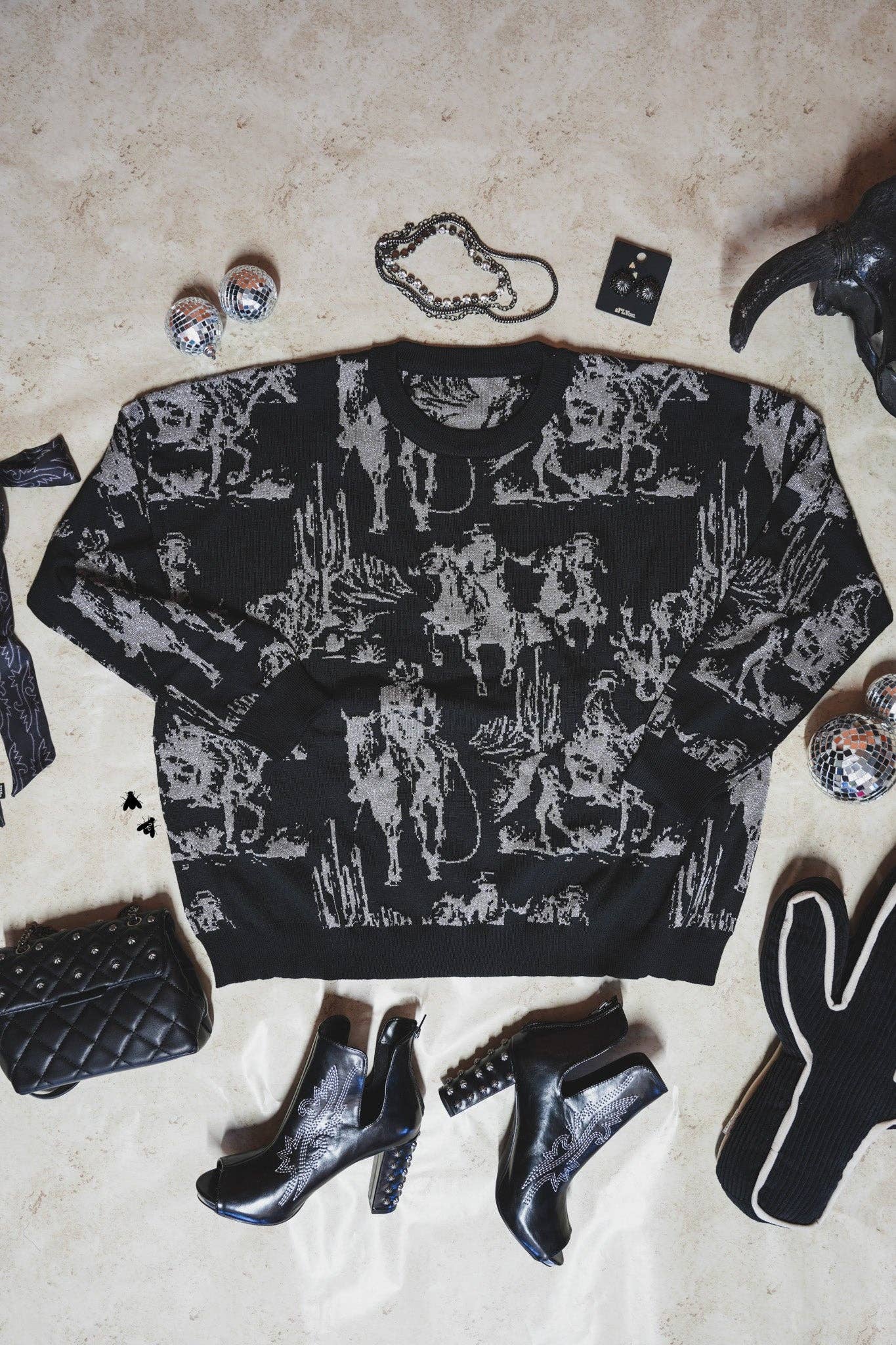 Rhinestone Cowboy Sweater [REVERSIBLE]
