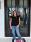 Pearl Accent Flutter Sleeve Sweater Top