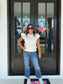 Pearl Accent Flutter Sleeve Sweater Top