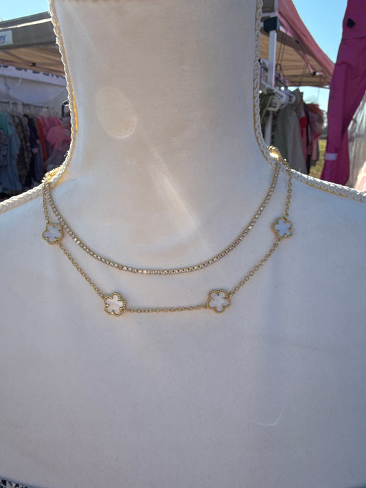 White Clover double necklace