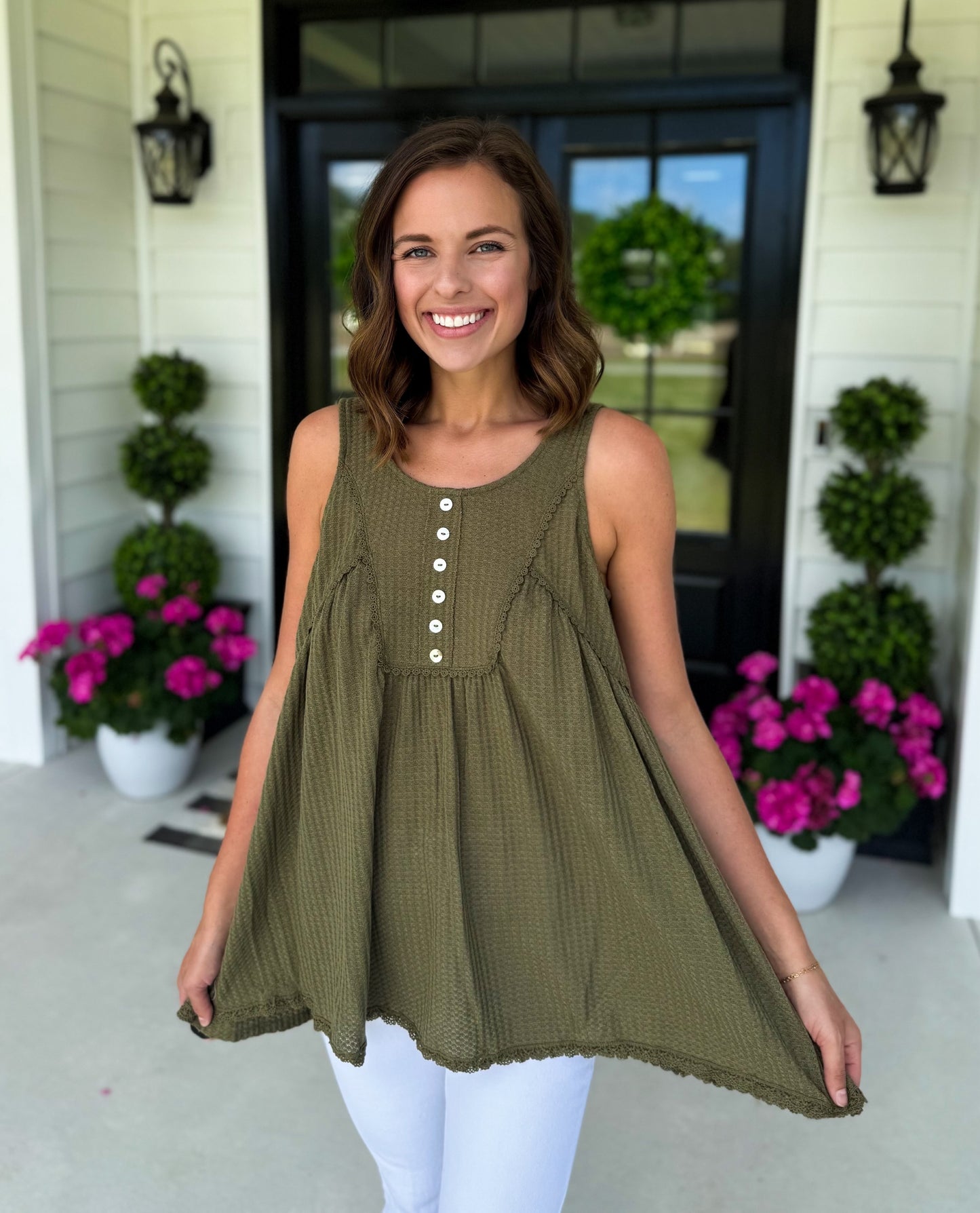 Garden Blooms Lace Trim Tank