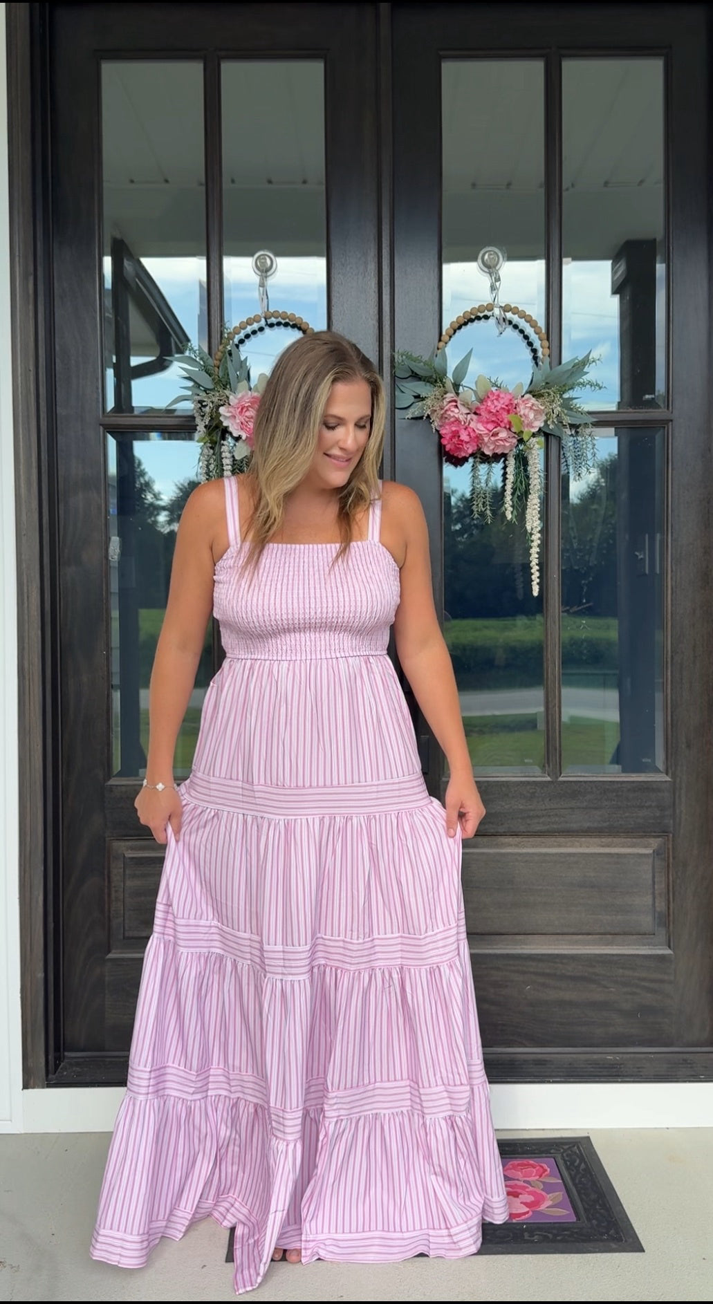 Sweet Stripes Smocked Maxi Dress