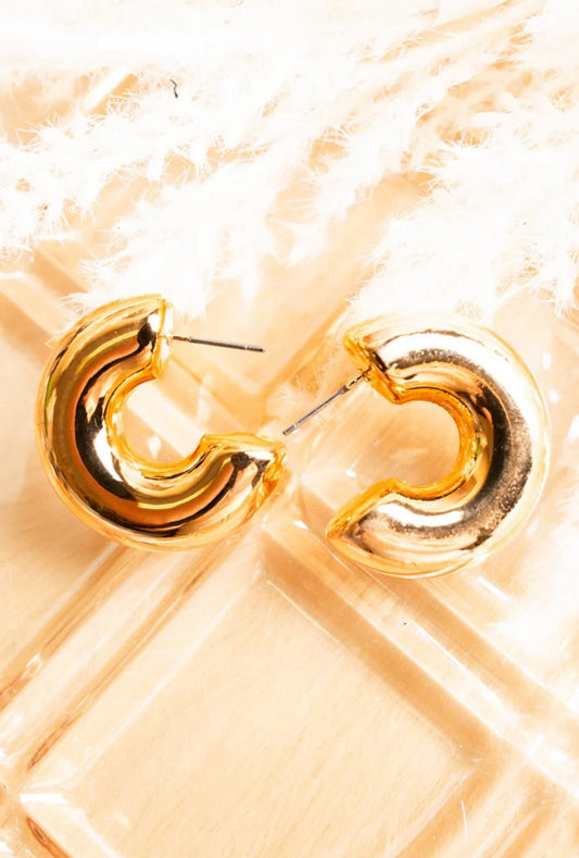 Gold Puffy Hoop Earrings