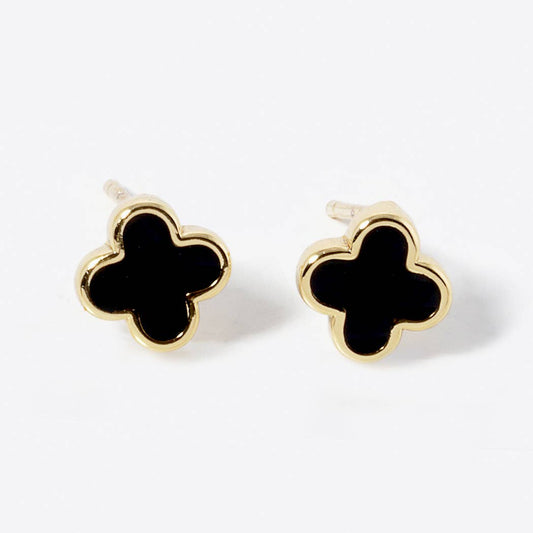 Gold-Dipped Clover Post Earrings