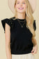 Pearl Accent Flutter Sleeve Sweater Top