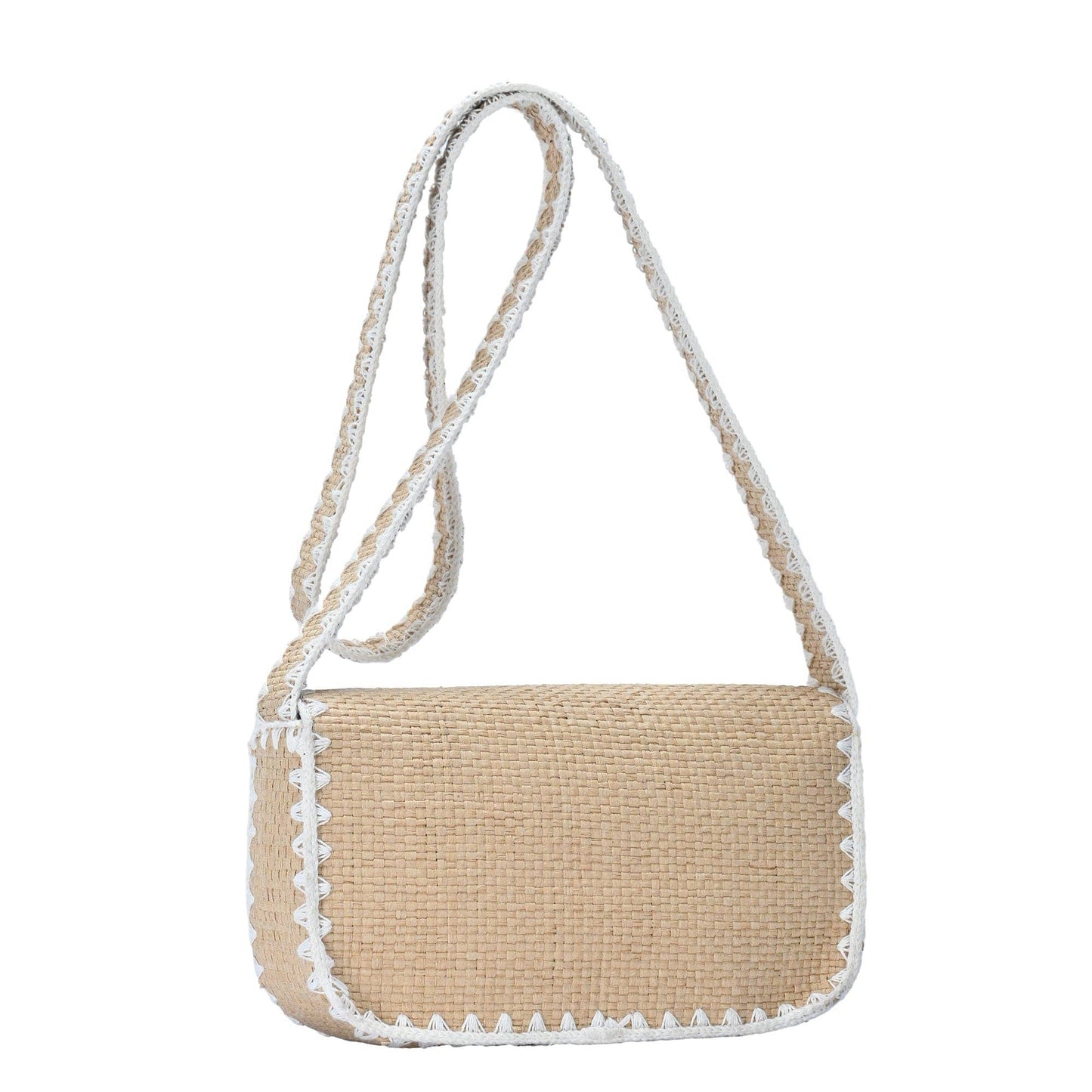 Camila Straw Contrast Stitch Crossbody Bag