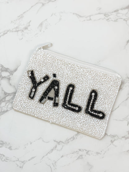 'Yall' Beaded Zip Pouch