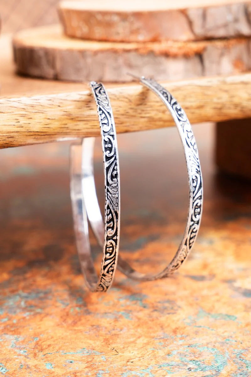 Starrett Scroll Silver Hoop Earrings